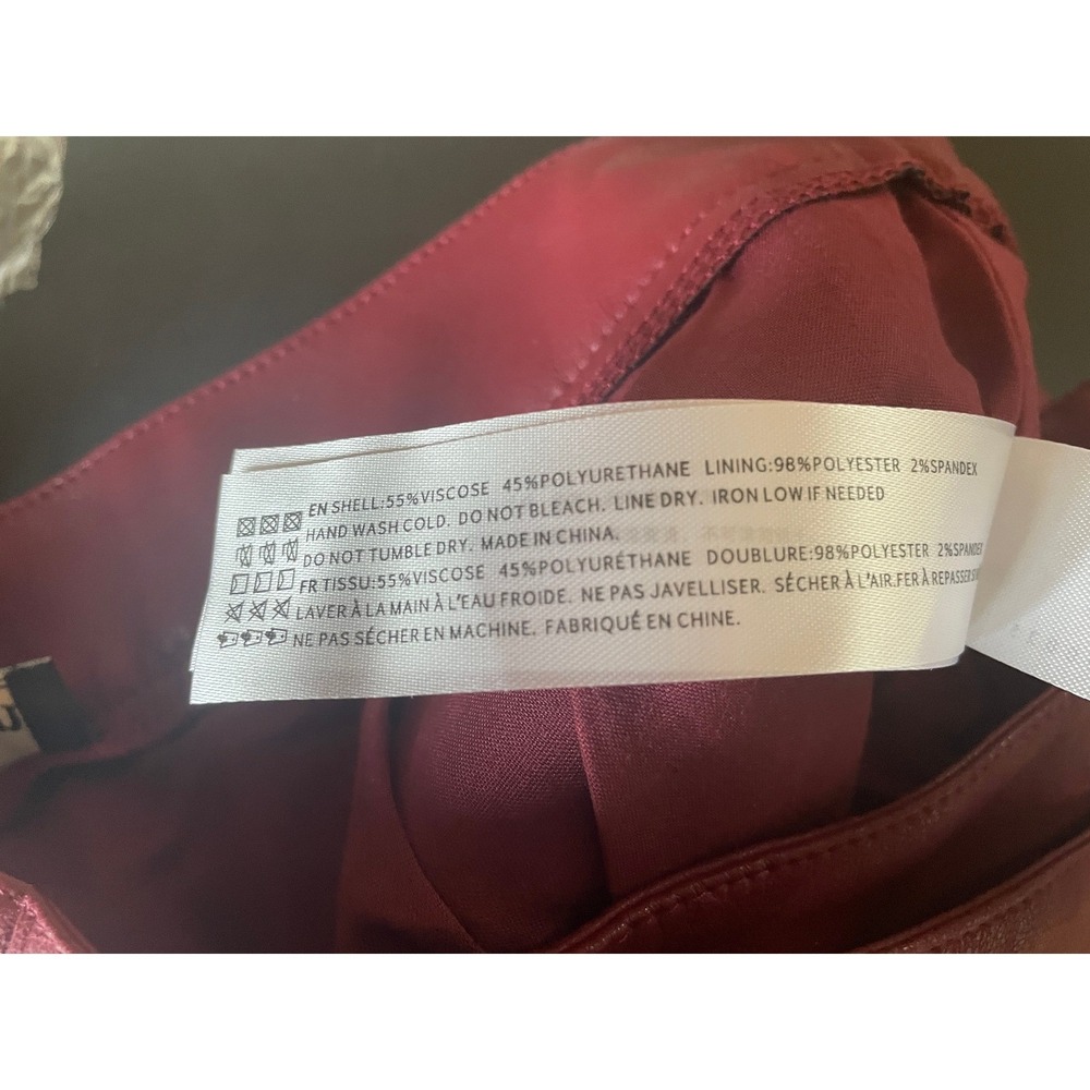 En Saison Wine Red Faux Leather Wrap Skort - Picture 7 of 8